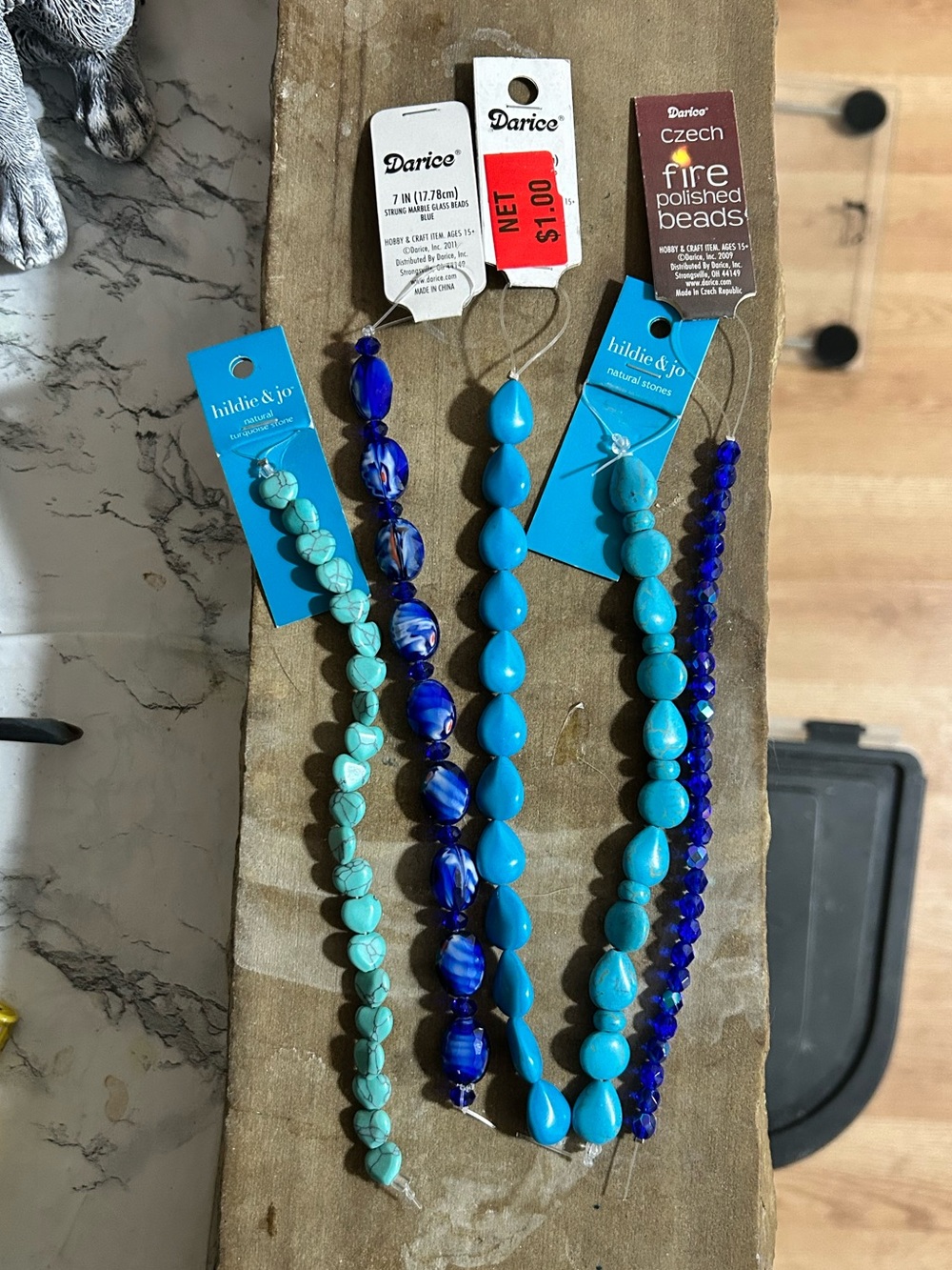 Hildie & Jo and Darice Blue Bead Assortment - Turquoise & Cobalt Strands